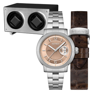 Heinrich Minimal Swiss Automatic Limited Edition Watch Winder Set Champagne / Stainless Steel | Champagne Dial