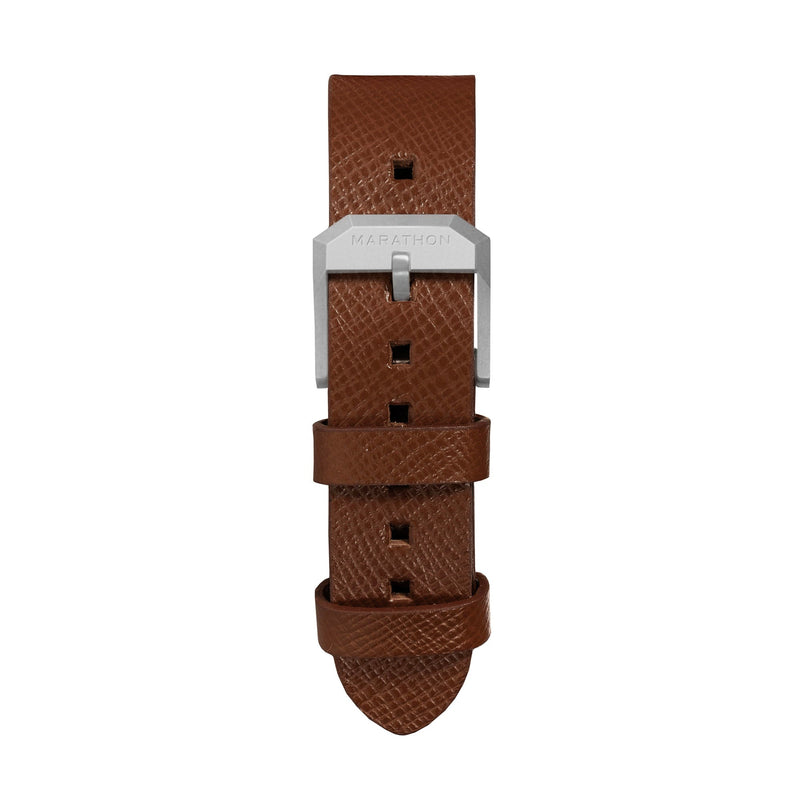 STRAP, 20mm, ITALIAN LEATHER, CROSS HATCH, PARKERIZED BUCKLE, COGNAC, XL ITALIAN LEATHER, CROSS HATCH