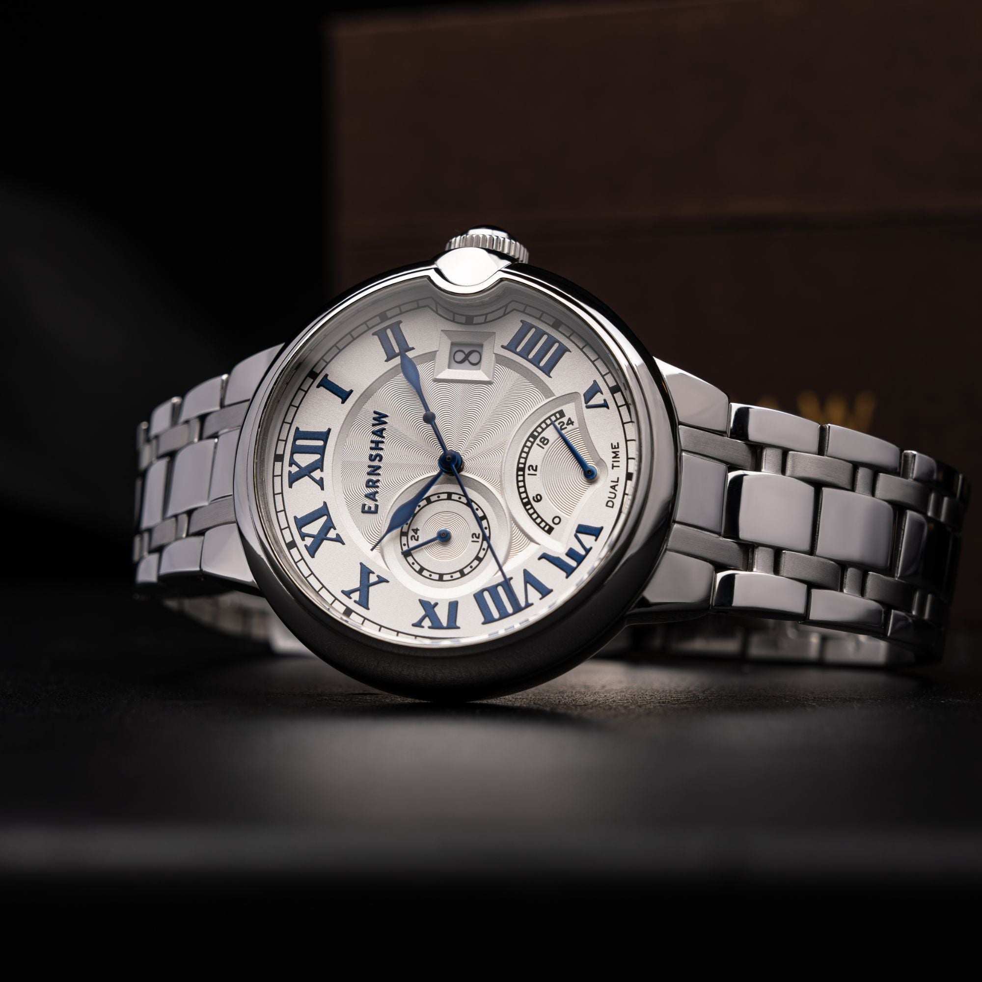 Thomas Earnshaw Barallier Retrograde Dual Time Silver / Stainless