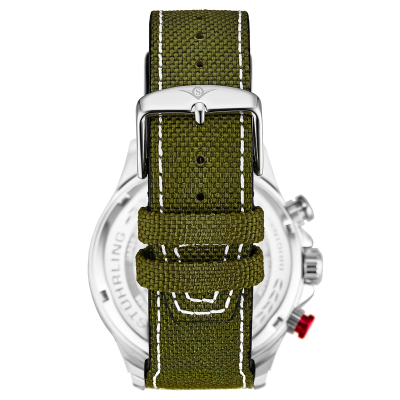 Cordura Quartz 45mm Aviator Green/Leather | Green Dial
