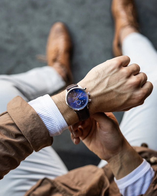 THE CHRONO S2 - BLUE/BROWN Blue/Brown | Blue Dial