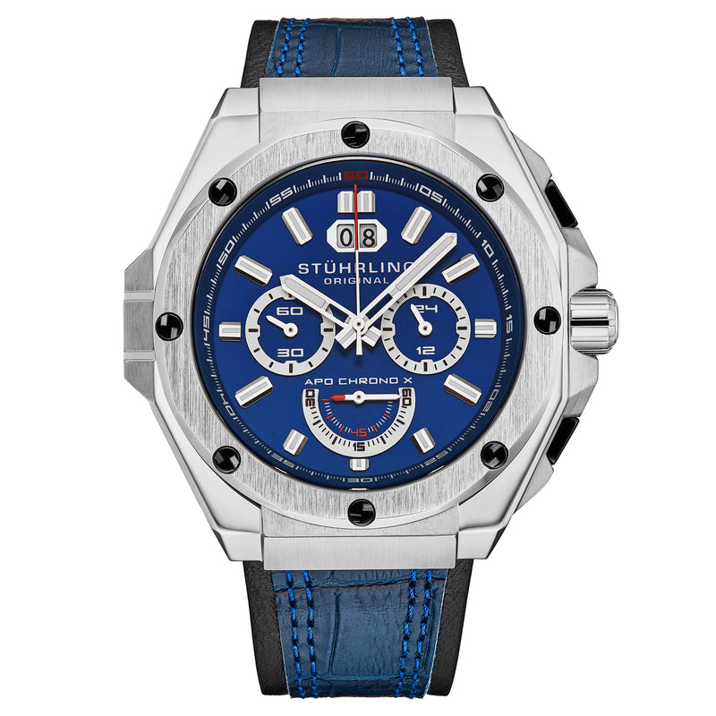 Mens Sport Watch Blue/ Leather | Blue Dial