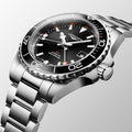 HYDROCONQUEST GMT Black / Stainless Steel | Black Dial