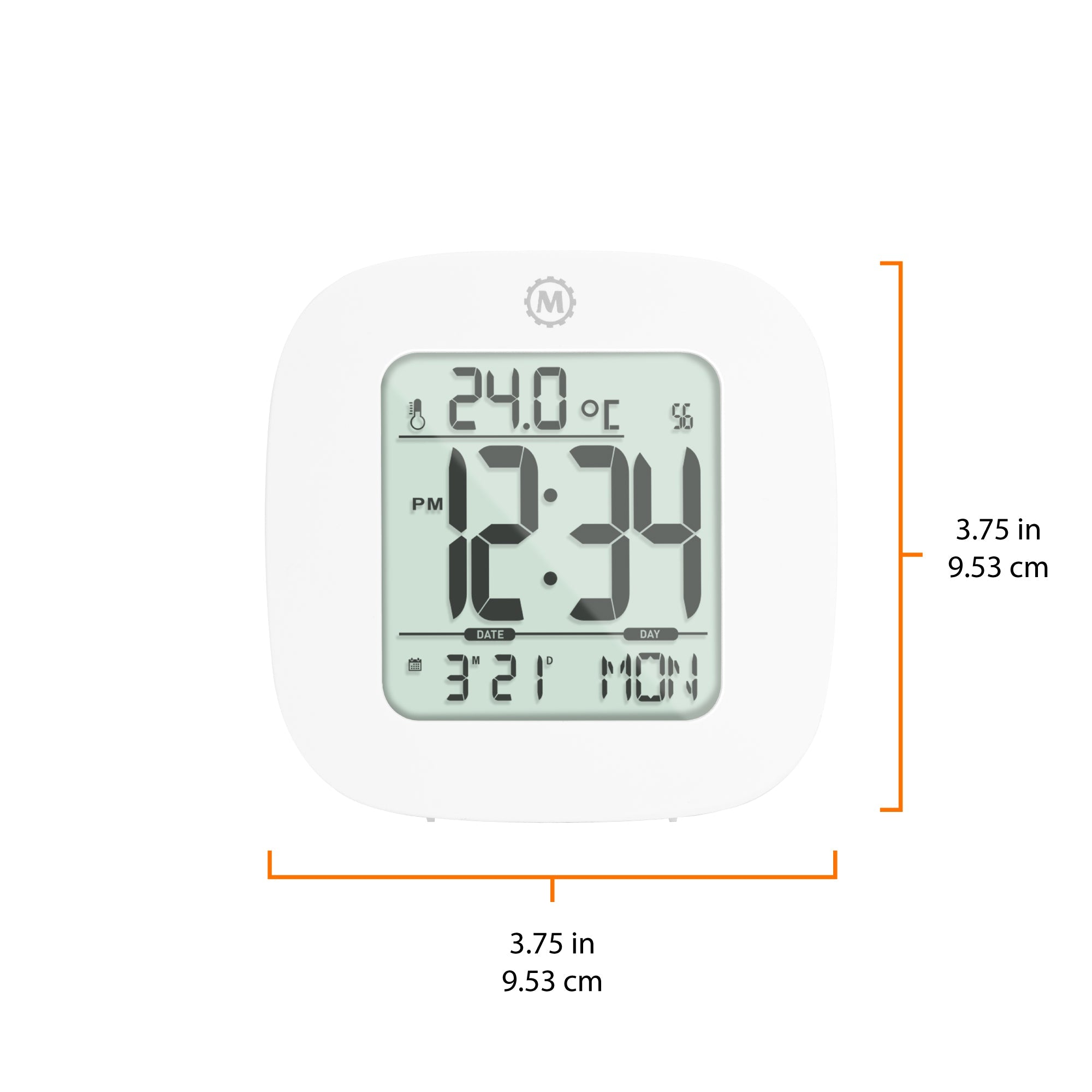 Compact Alarm Clock with Temperature and Date Clock, LCD, Alarm, Mini, White (25/50)