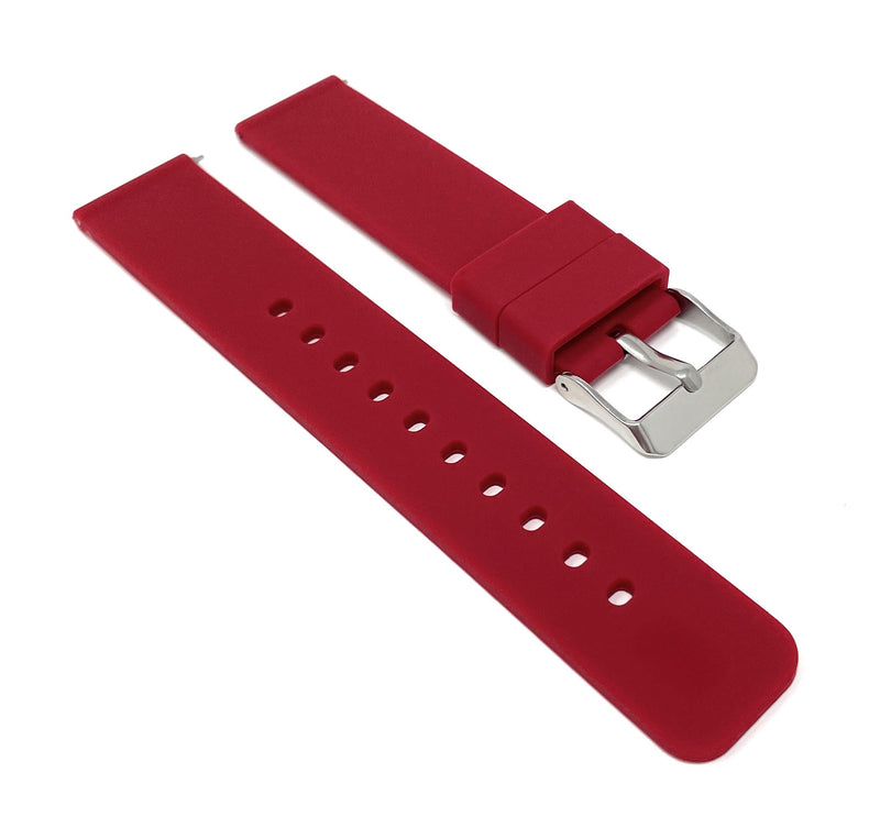 SIL.100 | Quick Release Slim Soft Rubber Silicone Watch Band - 22mm, Burgundy 22mm / Burgundy |  Dial