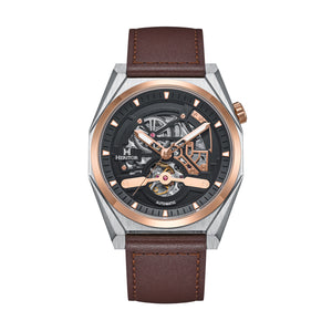 Amadeus Skeleton Watch Brown / Rose Gold | Black Dial