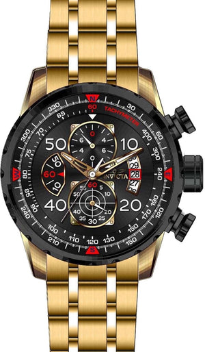 Aviator Chronograph Black Dial / Gold Stainless Steel Bracelet Black Dial