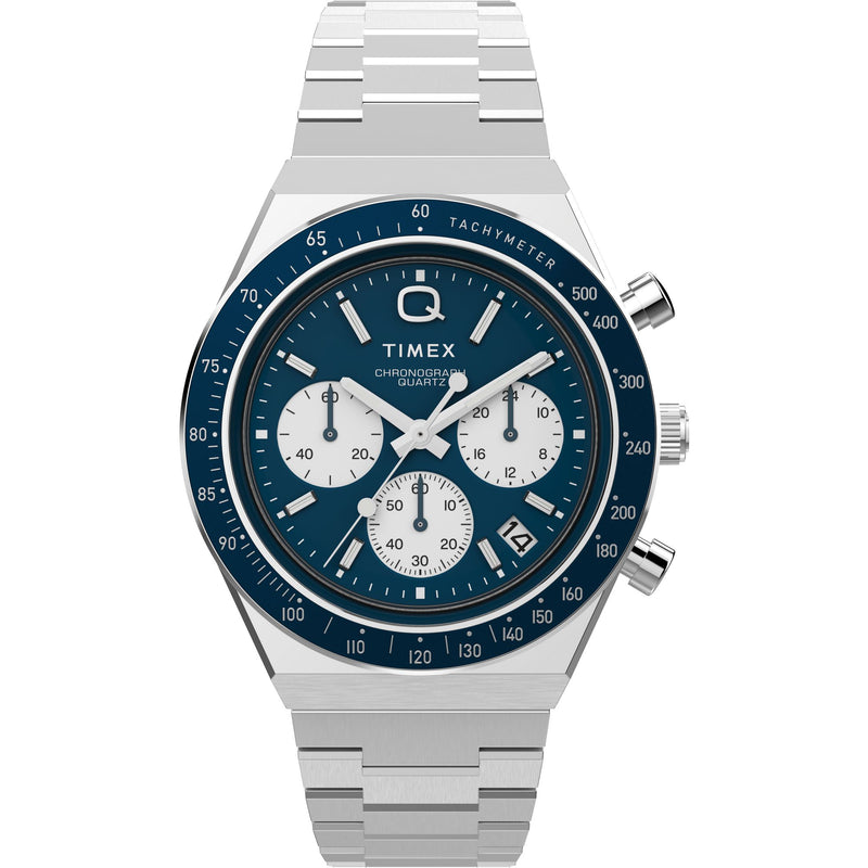 Q TIMEX Stainless Steel / Stainless Steel | Blue Dial