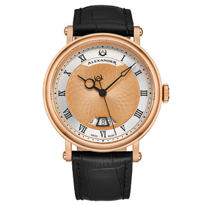 A153-05 Black/Leather | Rose / Salmon Dial