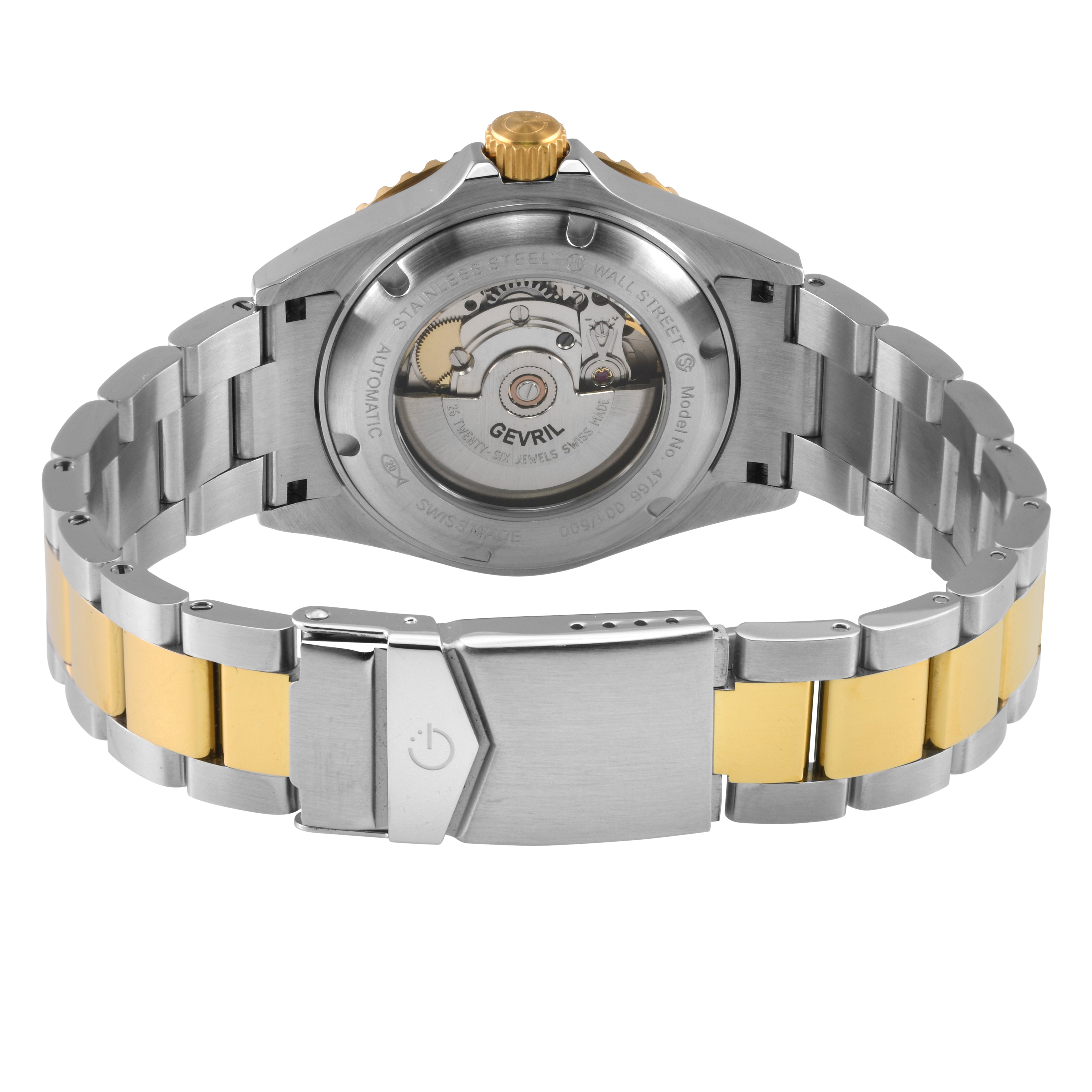 Wall Street Gevril Swiss Made SW200 Steel Rotating Bezel, 316L