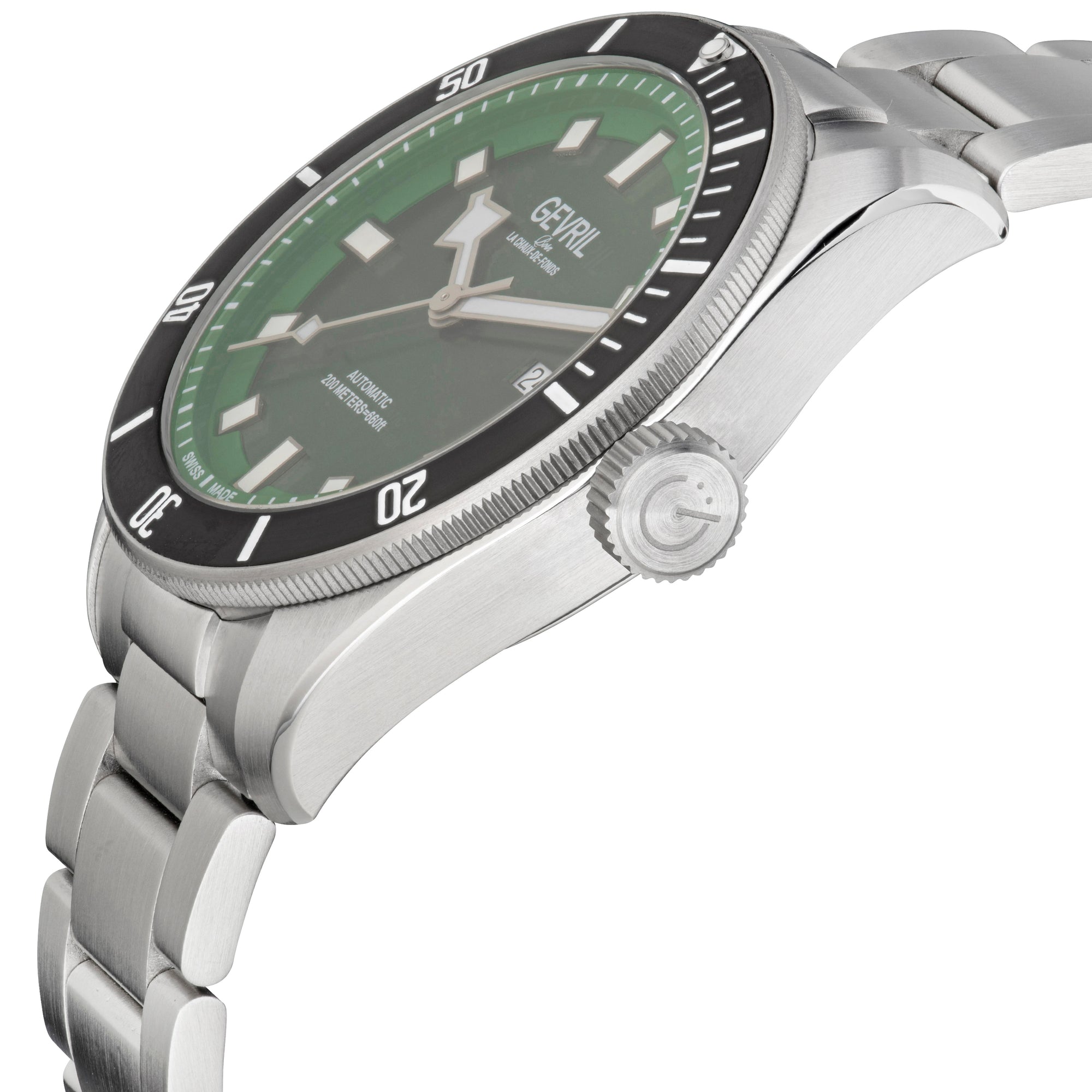 Yorkville Gevril Men's Yorkville Green Dial Sellita SW200 Swiss Automatic Unidirectional Rotating Bezel Date Luminous Watch | Green Dial