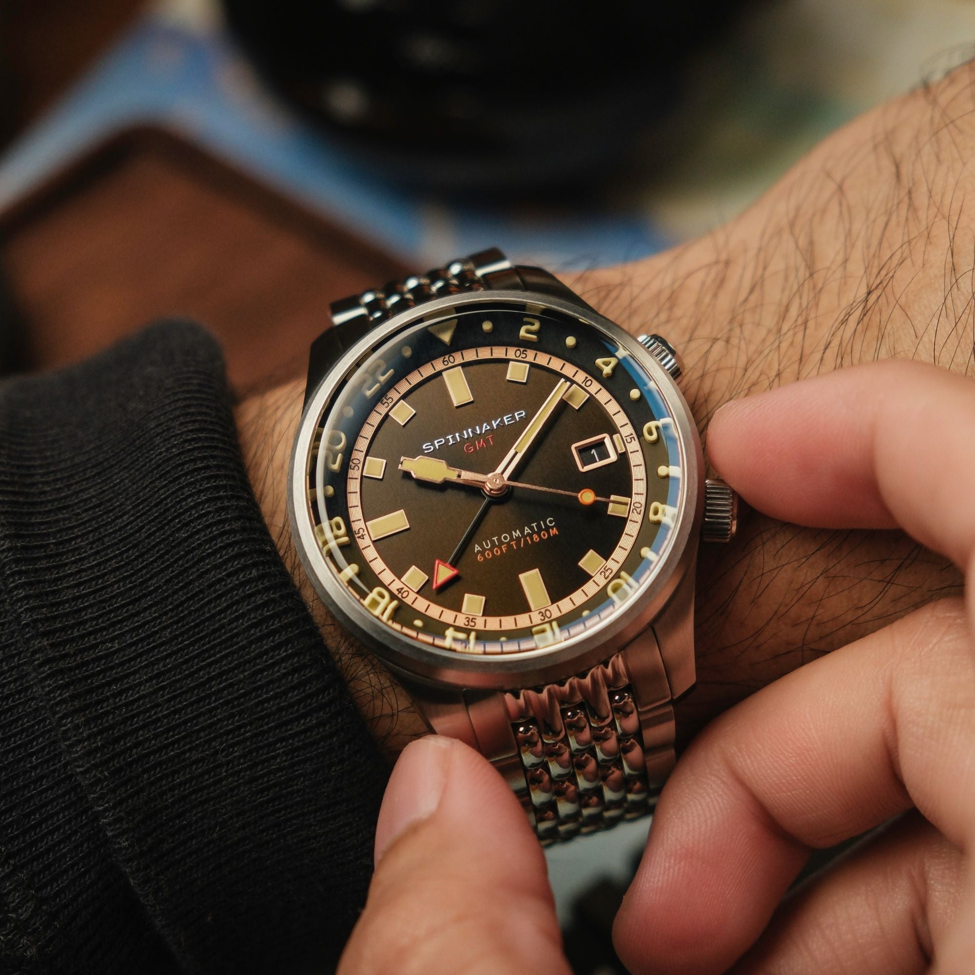 Bradner GMT Automatic Brown / Stainless Steel | Brown Dial