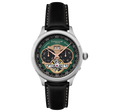 Baron Grand Date Calendar Open Heart Automatic Green / Black Leather | Green Dial