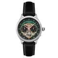 Baron Grand Date Calendar Open Heart Automatic Green / Black Leather | Green Dial