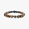 Etched sterling skull, matte yellow tiger eye M (7.25" Wrist) |  Dial