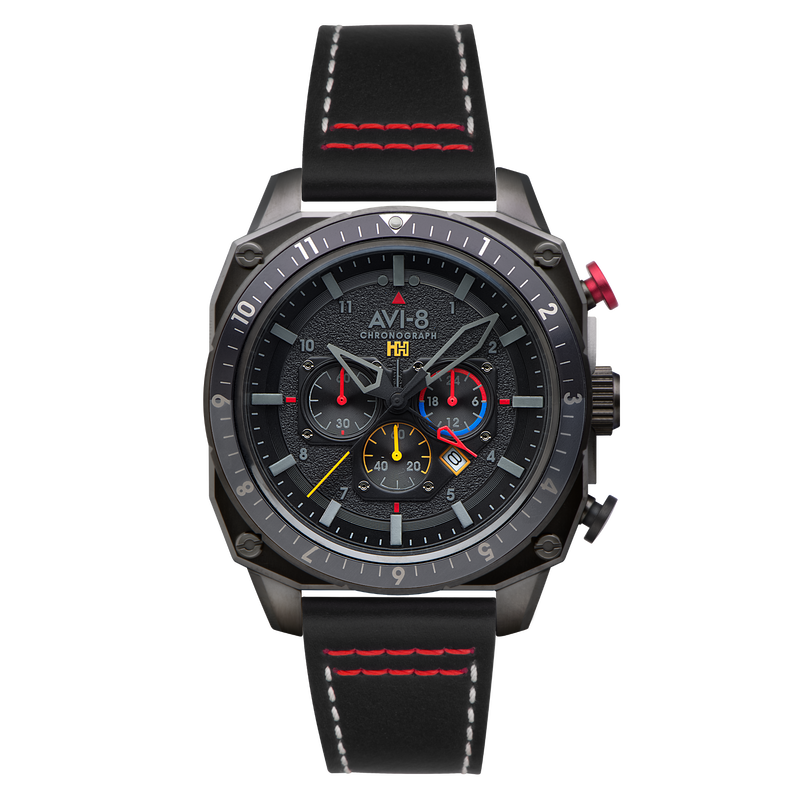 Hawker Hunter Atlas Dual Time Chronograph Black / Leather | Black Dial