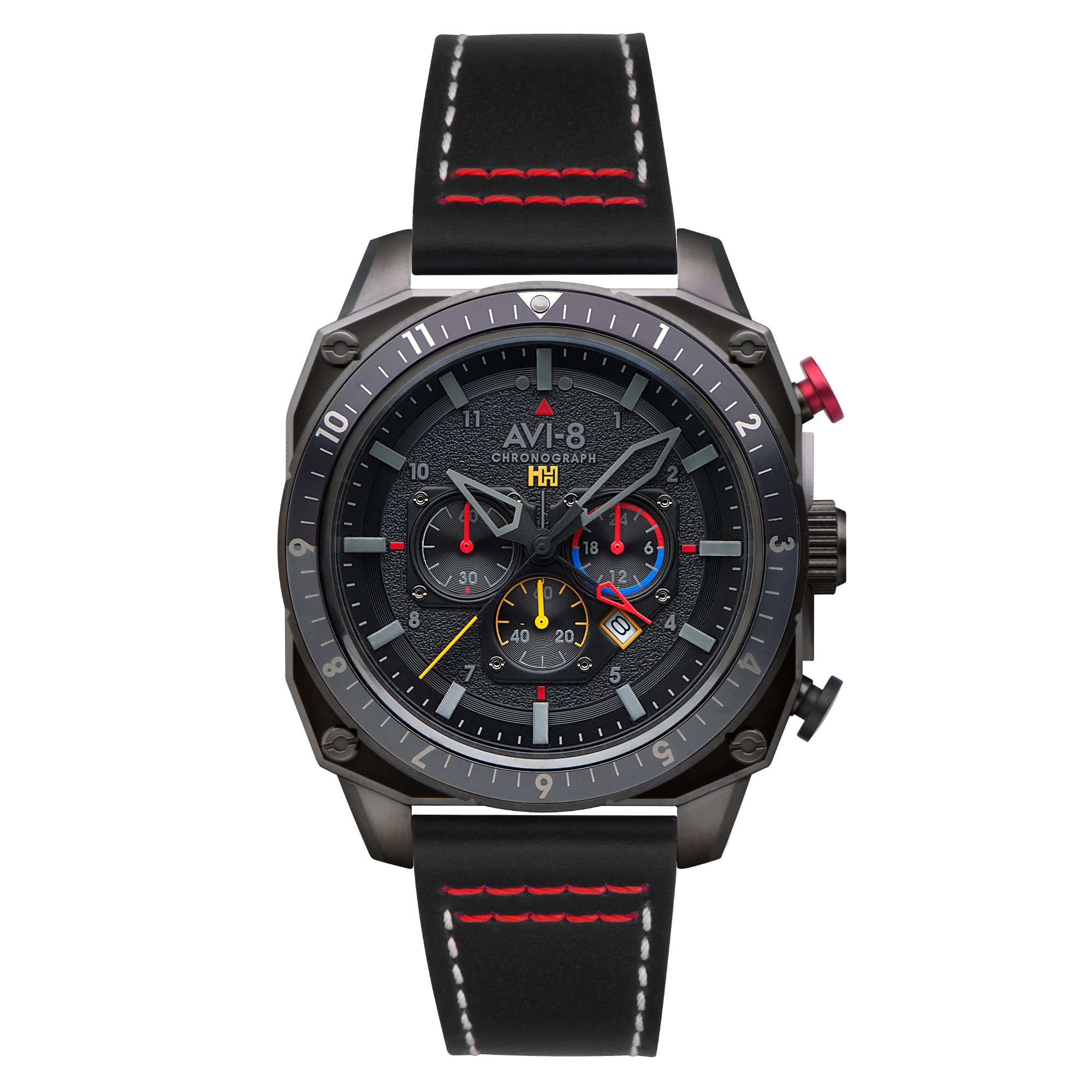 Hawker Hunter Atlas Dual Time Chronograph Black / Leather | Black Dial