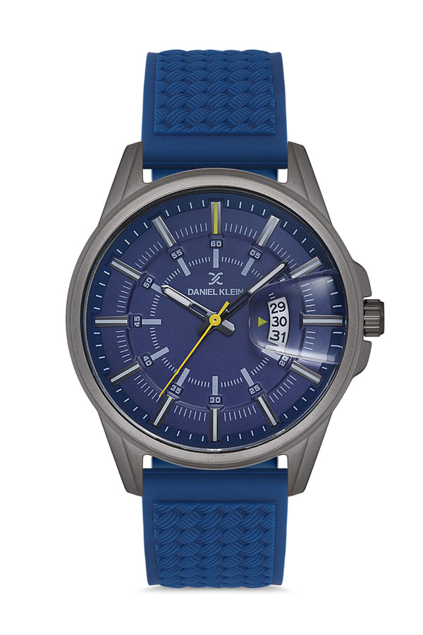 46mm Mens Watch Set, Silicone Strap, Date, 3 ATM, Extra Rubber Diver Strap Grey / Blue Dial | Blue Dial