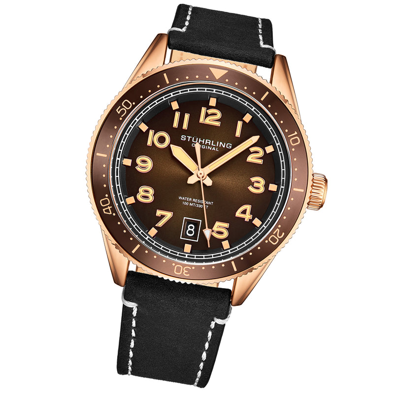 Monaco Black/Leather/Brown Dial/Rose Case | Brown Dial