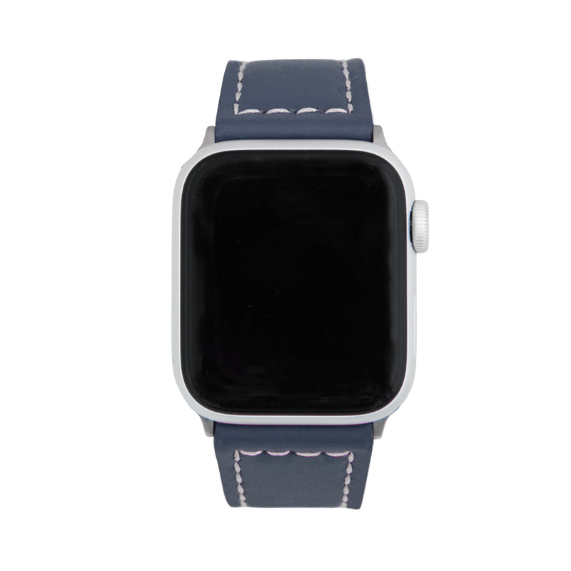 Thick Leather Racer Band with Stitch for Apple Watch Series 8/7/6/5/4/3/2/1/SE Blue (38mm | 40mm | 41mm) |  Dial
