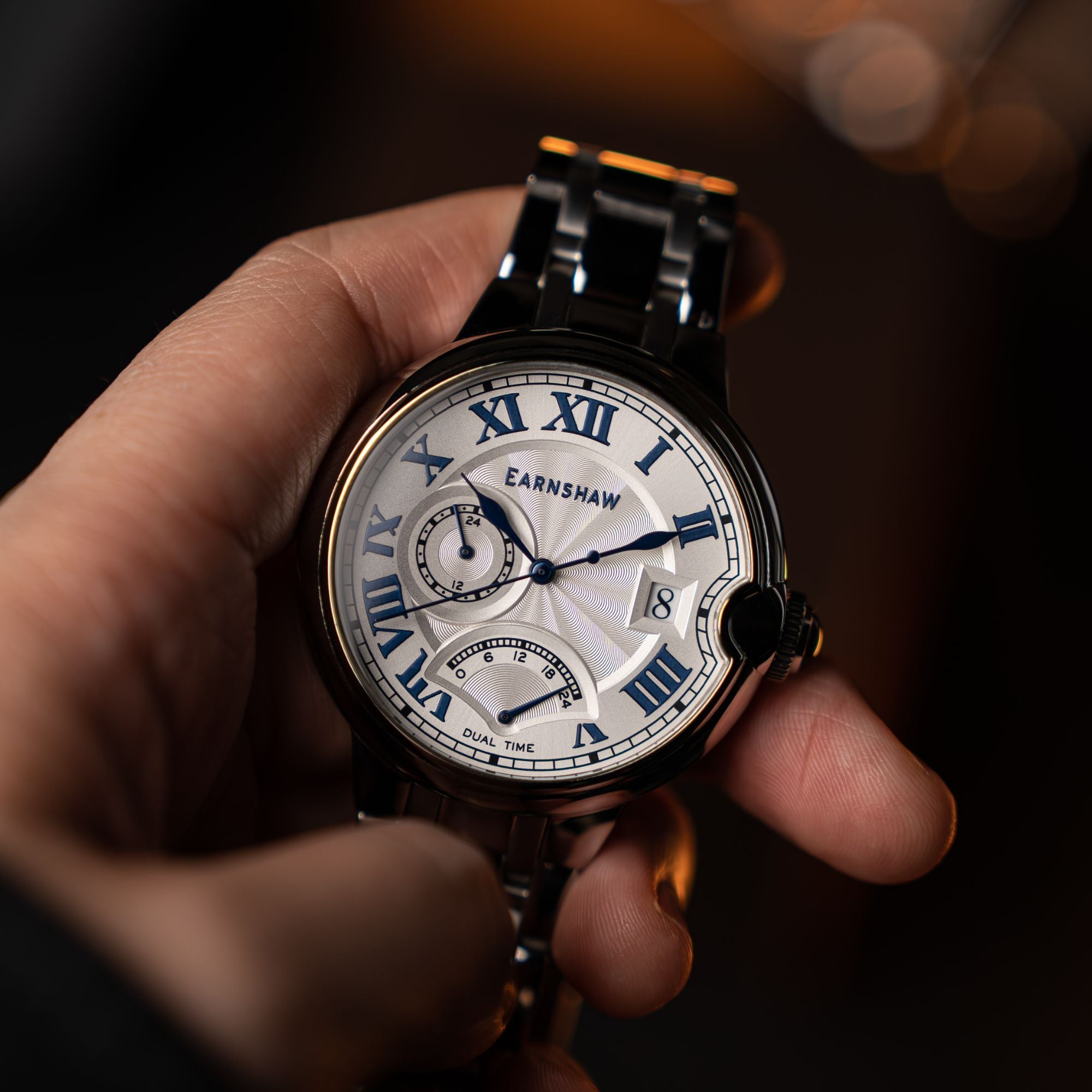Thomas Earnshaw Barallier Retrograde Dual Time Silver / Stainless