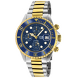 Wall Street Swiss Automatic Chronograph Sellita SW500 Blue Ceramic Bezel Divers Watch two tone | Blue Dial