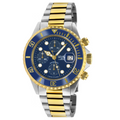 Wall Street Swiss Automatic Chronograph Sellita SW500 Blue Ceramic Bezel Divers Watch two tone | Blue Dial
