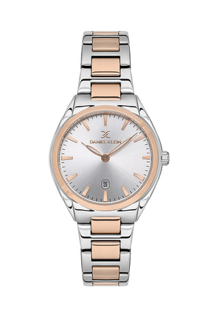 31mm Round Womens Metal Watch, Date - DK13625 Silver and Rose Gold Blue Dial