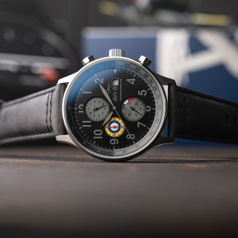 Classic Chronograph Black / Gray Leather | Black Dial