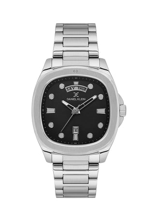 Premium Square Day/Date Silver / Black Black Dial