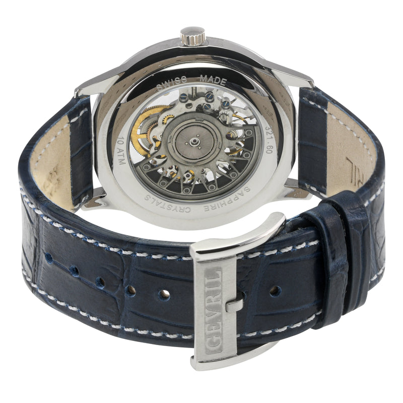 Five Points - Skeleton Slim ETA 2892 movement, Blue Skeletal Dial, Blue Italian Leather Strap | Blue Dial