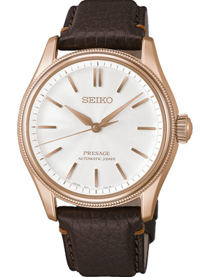 Presage Pearl White/Brown Leather White Dial