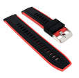 SIL.300 | Two-Tone Quick Release Rubber Silicone Watch Band - 20mm, Black / Red 20mm / Black & Red |  Dial