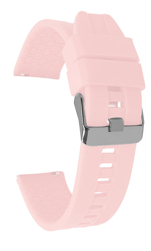 Bandini SIL.122 | Mens Quick Release Grooved Silicone Heavy Duty Sports Watch Band - 22mm / Pink 22mm / Pink |  Dial