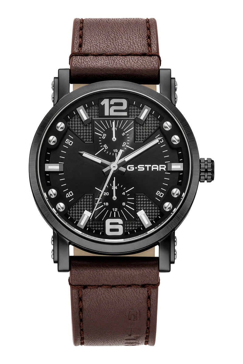 Rovic Black Dial / Brown Leather Strap Black Dial
