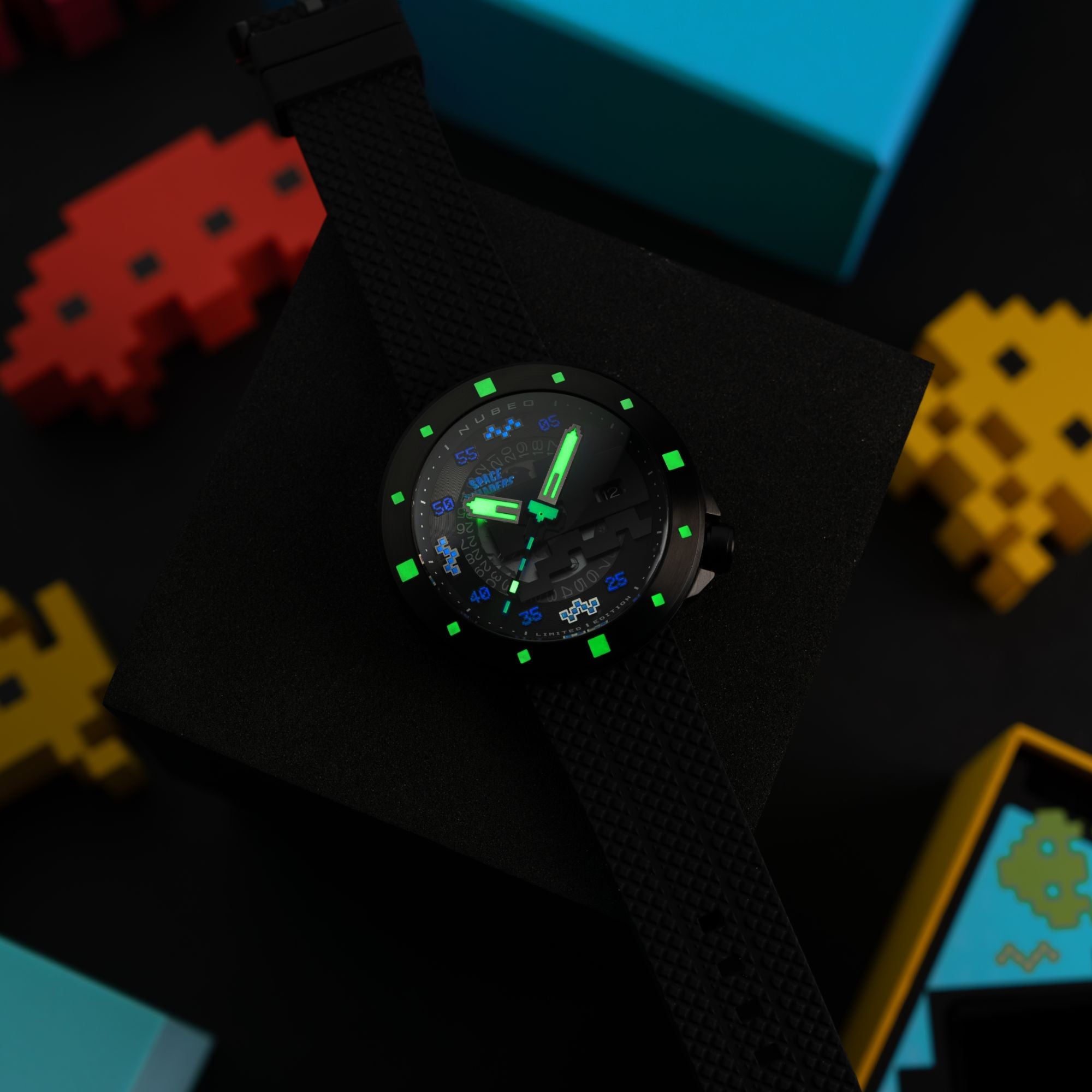 Cassini Automatic Space Invaders Limited Edition Black & Blue / Black | Black Dial