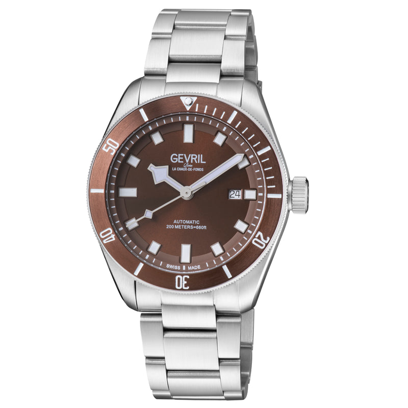 Yorkville Gevril Men's BrownDial Sellita SW200 Swiss Automatic Unidirectional Bezel Divers Watch | Brown Dial