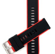 SIL.300 | Two-Tone Quick Release Rubber Silicone Watch Band - 20mm, Black / Red 20mm / Black & Red |  Dial