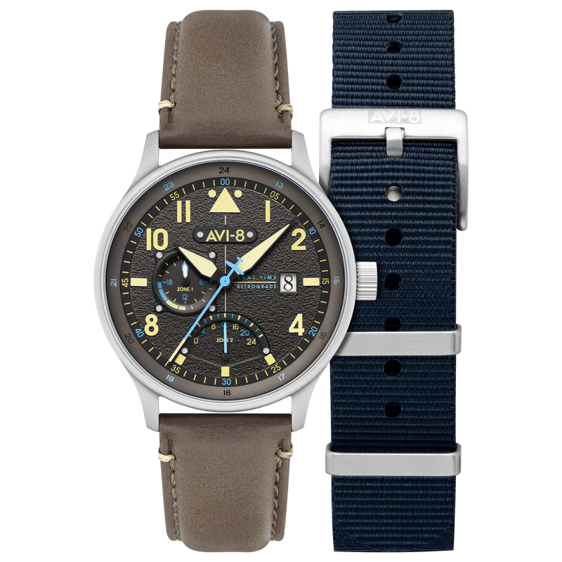 Mckellar Dual Time Grey / Leather | Grey Dial