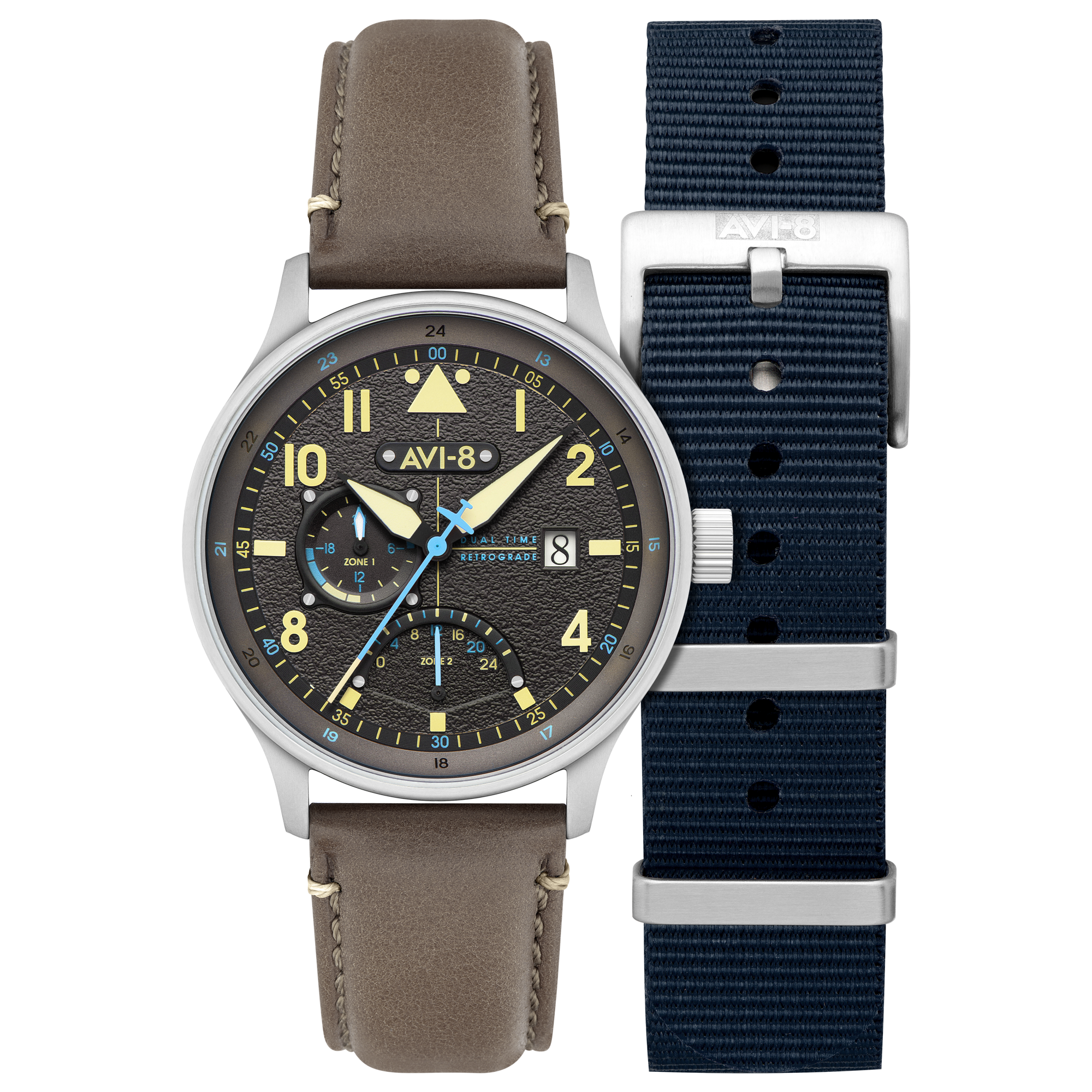 Mckellar Dual Time Grey / Leather | Grey Dial