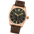 Aviator 4002.5 Rose Gold case/Leather strap/ Brass Dial | Black Dial