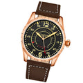 Aviator 4002.5 Rose Gold case/Leather strap/ Brass Dial | Black Dial