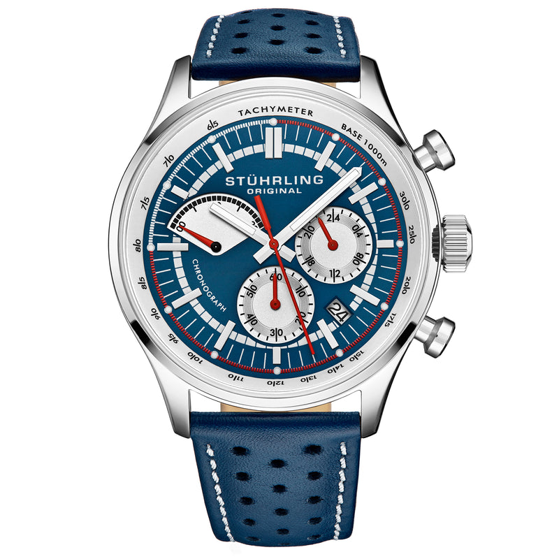 Monaco Blue/Leather/Blue Dial/Silver Case 934.02 | Blue Dial