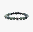 Etched sterling skull, green kambaba jasper M (7.25" Wrist) |  Dial
