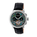 Aura Semi-Skeleton Genuine Leather-Band Watch Silver/Black Multi-colored Dial