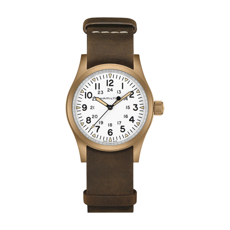 Khaki Field White / Leather | White Dial
