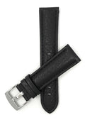 501 | 30mm Black Leather Watch Band - Buffalo Pattern - Padded 30mm / Black / Silver Buckle |  Dial