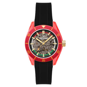 Ortona Fiery Glow / Black Silicone Strap Blue Dial