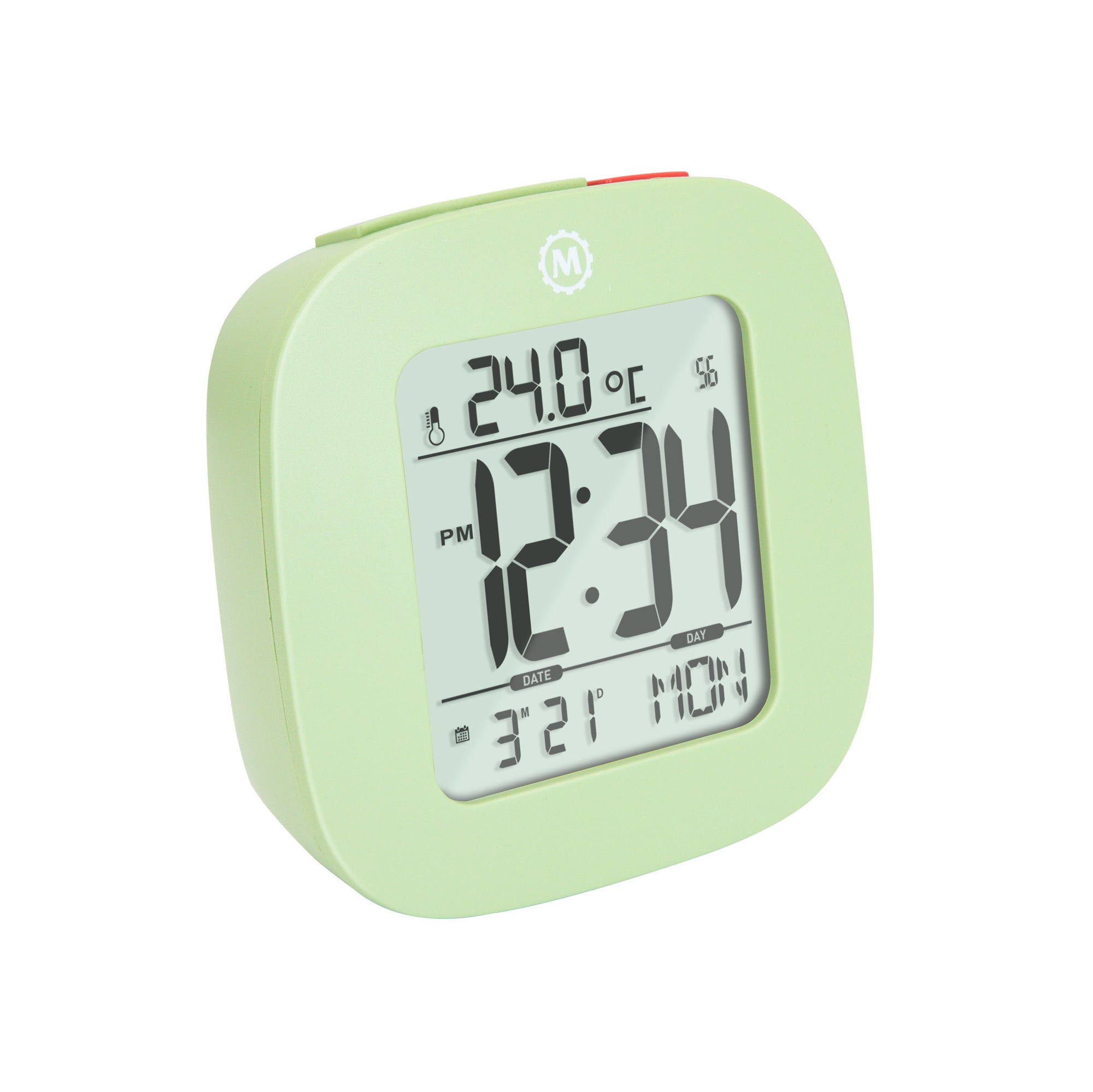 Compact Alarm Clock with Temperature and Date Clock, LCD, Alarm, Mini, Green (25/50)