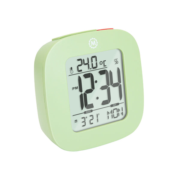 Compact Alarm Clock with Temperature and Date Clock, LCD, Alarm, Mini, Green (25/50)